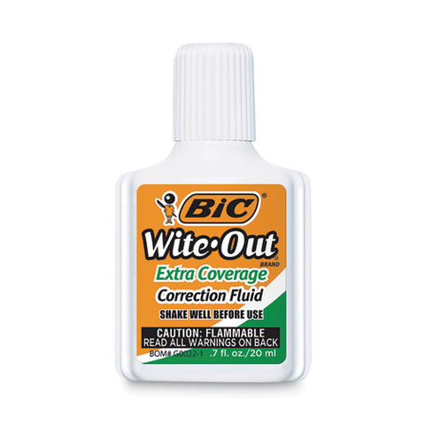 Wite-out Extra Coverage Correction Fluid, 20 Ml Bottle, White, Dozen