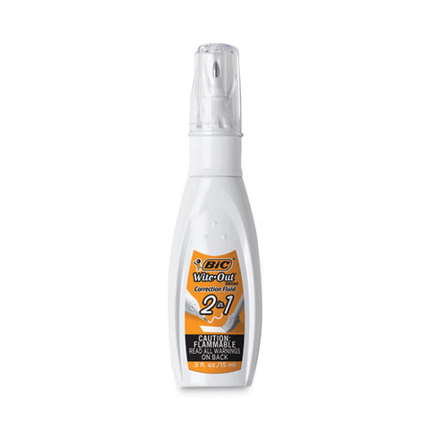 Wite-out 2-in-1 Correction Fluid, Foam Brush And Rollerball Tip Applicators, 0.51 Oz Bottle, White