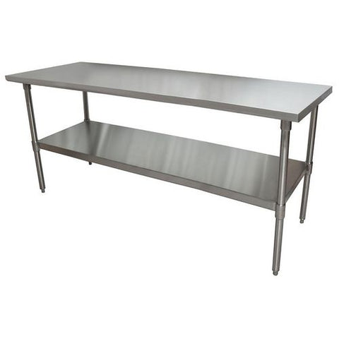 Stainless Steel Flat Top Work Tables, 72w X 30d X 36h, Silver, 2/pallet