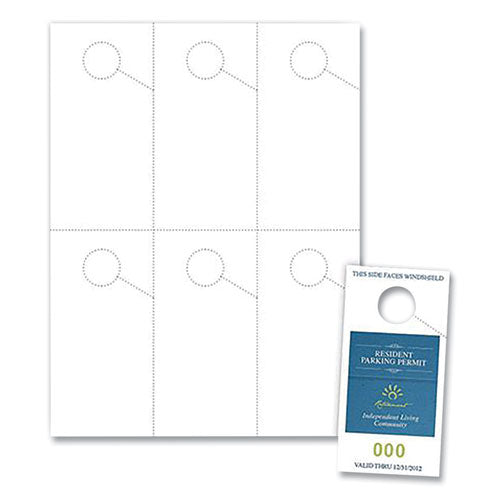 Micro-perforated Parking Pass, 110 Lb Index Weight, 8.25 X 11, White, 6 Passes/sheet, 50 Sheets/pack