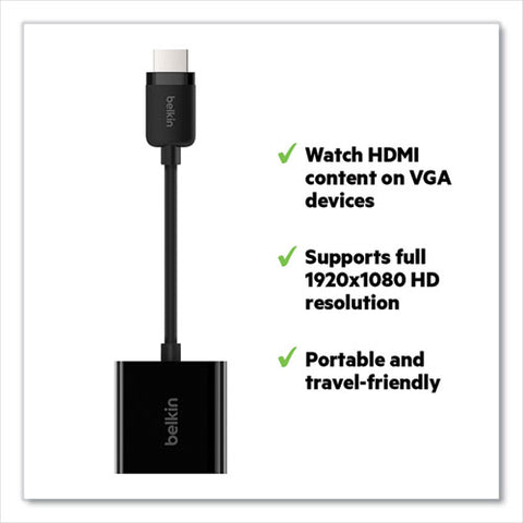 Hdmi To Vga Adapter With Micro-usb Power, 9.8", Black