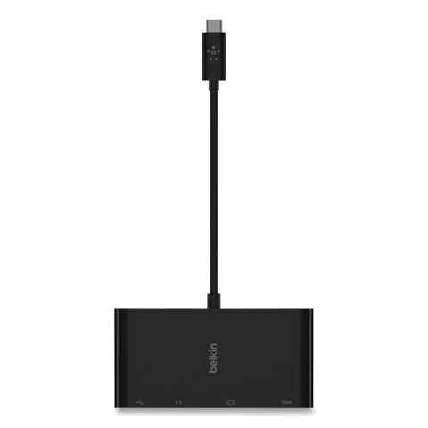 Usb-c Multimedia Adapter, Hdmi/ethernet/usb-a/usb-c/vga, 4.33", Black