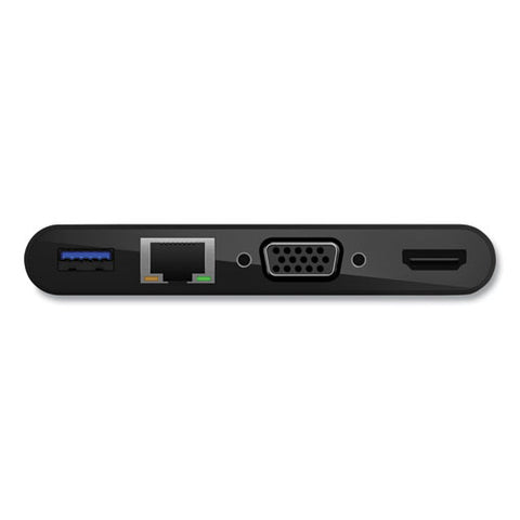 Usb-c Multimedia Adapter, Hdmi/ethernet/usb-a/usb-c/vga, 4.33", Black