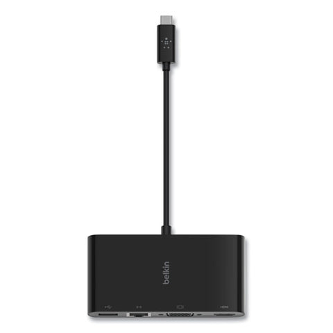 Usb-c Multimedia Adapter, Hdmi/ethernet/usb-a/usb-c/vga, 4.33", Black