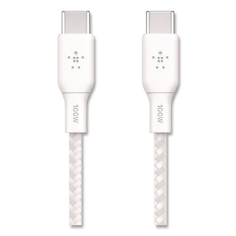 Boost Charge Braided Usb-c To Usb-c Cable, 100 W Power Delivery, 6.6 Ft, White, 2/pack