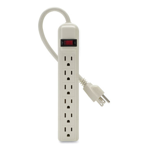 Power Strip, 6 Outlets, 3 Ft Cord, White