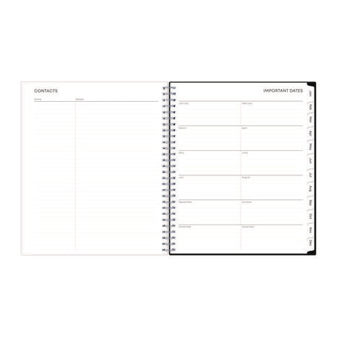 Analeis Monthly Planner, Floral Artwork, 10 X 8, White/black/coral Cover, 12-month (jan To Dec): 2025