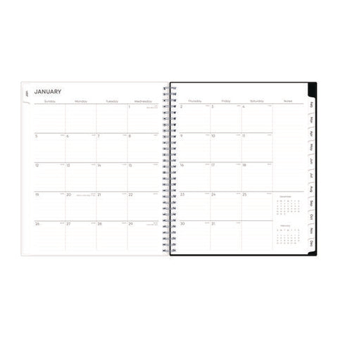 Analeis Monthly Planner, Floral Artwork, 10 X 8, White/black/coral Cover, 12-month (jan To Dec): 2025