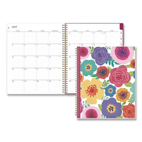 Mahalo Academic Year Weekly/monthly Planner, Multicolor Flower Cover, 11 X 8.5, 12-month (july To June): 2026 To 2027