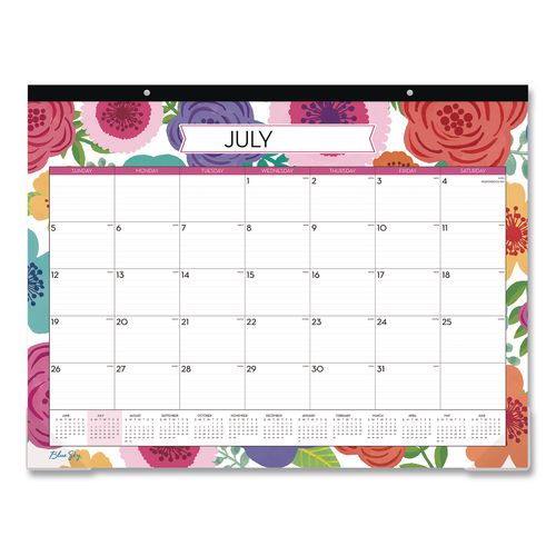 Mahalo Academic Year Desk Pad, 17 X 22, White Sheets, Black Headband, Clear Corners, 12-month (july To June): 2026 To 2027