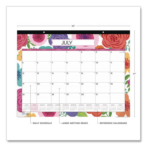Mahalo Academic Year Desk Pad, 17 X 22, White Sheets, Black Headband, Clear Corners, 12-month (july To June): 2026 To 2027