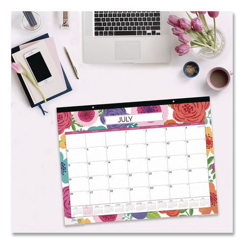 Mahalo Academic Year Desk Pad, 17 X 22, White Sheets, Black Headband, Clear Corners, 12-month (july To June): 2026 To 2027