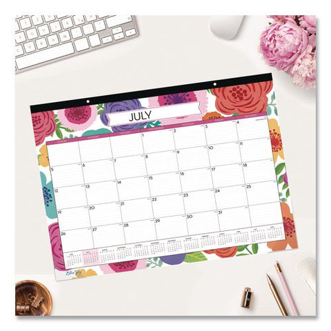 Mahalo Academic Year Desk Pad, 17 X 22, White Sheets, Black Headband, Clear Corners, 12-month (july To June): 2026 To 2027