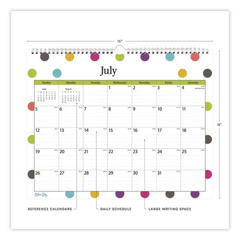 Dots Academic Monthly Wall Calendar, 12 X 15, White/multicolor Sheets, 12-month (july To June): 2026 To 2027
