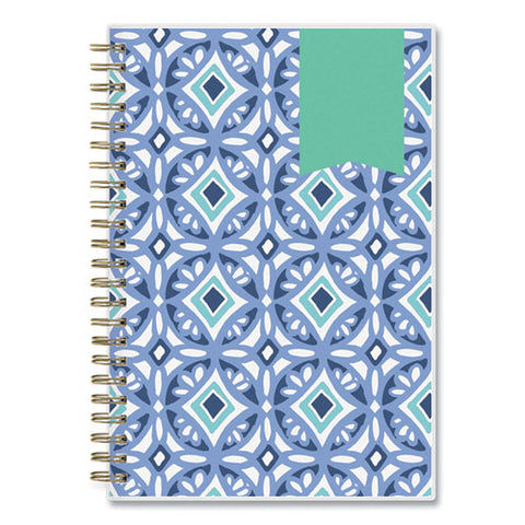 Day Designer Tile Weekly/monthly Planner, Geometric Artwork, 8 X 5, Blue/white Cover, 12-month (jan To Dec): 2025