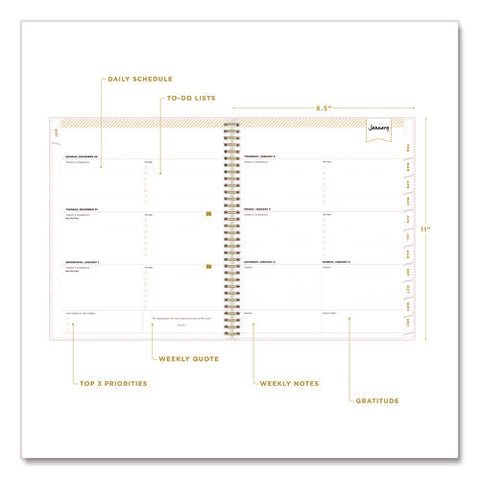 Day Designer Tile Weekly/monthly Planner, Geometric Artwork, 11 X 8.5, Blue/white Cover, 12-month (jan To Dec): 2025