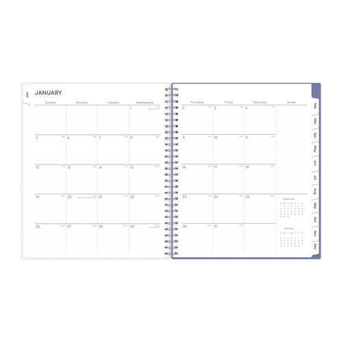 Lindley Monthly Planner, Floral Artwork, 10 X 8, White/blue/green Cover, 12-month (jan To Dec): 2025