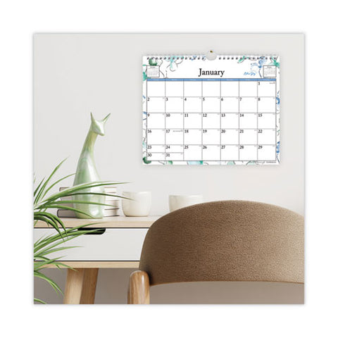Lindley Wall Calendar, Floral Artwork, 11 X 8.75, White/multicolor Sheets, 12-month (jan To Dec): 2025