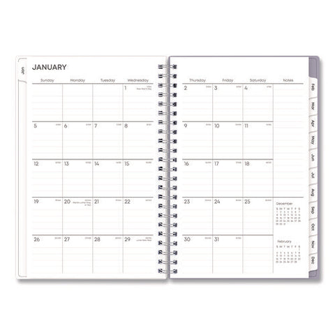 Rue Du Flore Weekly/monthly Planner, Floral Artwork, 8 X 5, Jade/lavender Cover, 12-month (jan To Dec): 2025