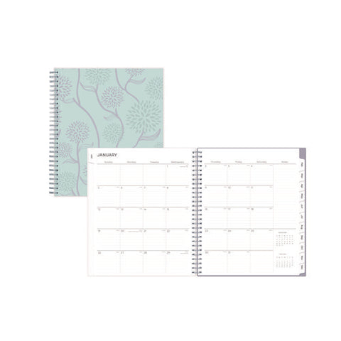 Rue Du Flore Monthly Planner, Floral Artwork, 10 X 8, Jade/lavender Cover, 12-month (jan To Dec): 2025