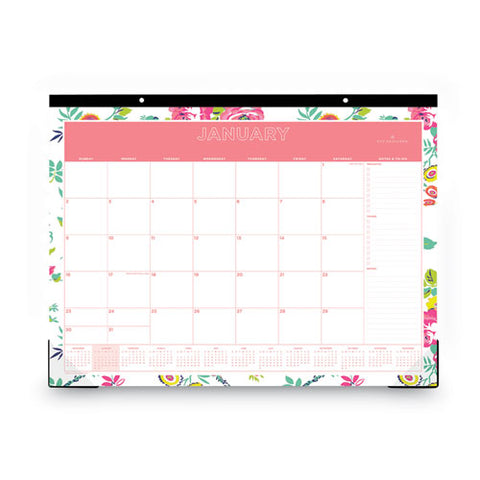 Day Designer Peyton Desk Pad Calendar, Floral Artwork, 22 X 17, Black Binding, Clear Corners, 12-month (jan To Dec): 2025