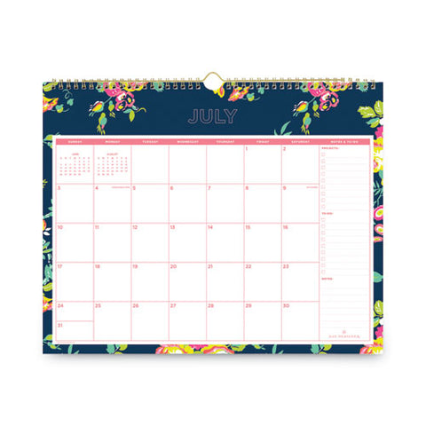 Day Designer Peyton Academic Wall Calendar, Floral Artwork, 15 X 12, White/navy Sheets, 12-month (july To June): 2024 To 2025