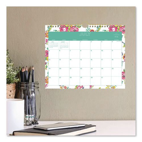 Floral Academic Monthly Wall Calendar, Peyton White, 8.75 X 11, White/green/rose Sheets, 12-month (july-june): 2026 To 2027