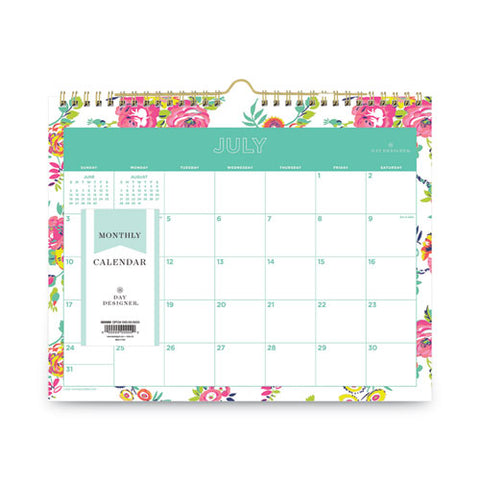 Day Designer Peyton Academic Wall Calendar, Floral Artwork, 11 X 8.75, White Sheets, 12-month (july To June): 2024 To 2025