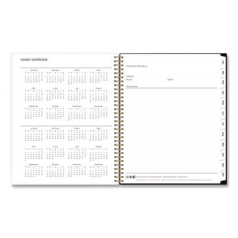 Baccara Dark Create-your-own Cover Weekly/monthly Planner, Floral, 11 X 8.5, Gray/white/gold Cover, 12-month (jan-dec): 2025