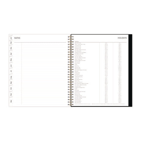 Baccara Dark Monthly Planner, Floral Artwork, 10 X 8, Gray/black/gold Cover, 12-month (jan To Dec): 2025