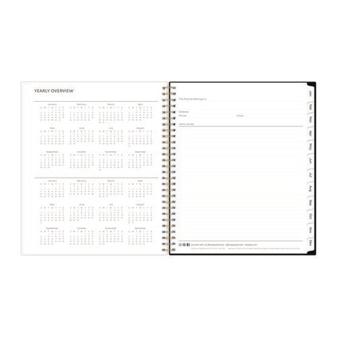 Baccara Dark Monthly Planner, Floral Artwork, 10 X 8, Gray/black/gold Cover, 12-month (jan To Dec): 2025