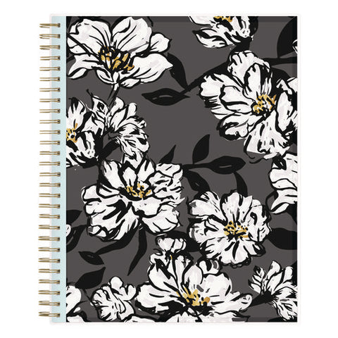 Baccara Dark Monthly Planner, Floral Artwork, 10 X 8, Gray/black/gold Cover, 12-month (jan To Dec): 2025