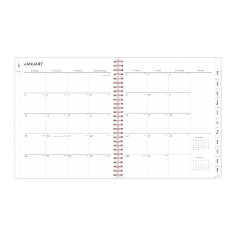 Joselyn Monthly Wirebound Planner, Floral Artwork, 10 X 8, Pink/peach/black Cover, 12-month (jan To Dec): 2025