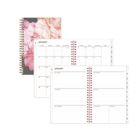 Joselyn Weekly/monthly Planner, Floral Artwork, 8 X 5, Pink/peach/black Cover, 12-month (jan To Dec): 2025