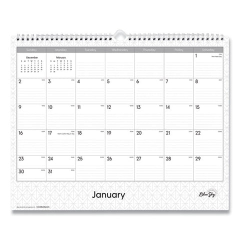 Enterprise Wall Calendar, Geometric Artwork, 15 X 12, White/gray Sheets, 12-month (jan To Dec): 2025