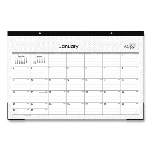 Enterprise Desk Pad, Geometric Artwork, 17 X 11, White/gray Sheets, Black Binding, Clear Corners, 12-month (jan To Dec): 2025