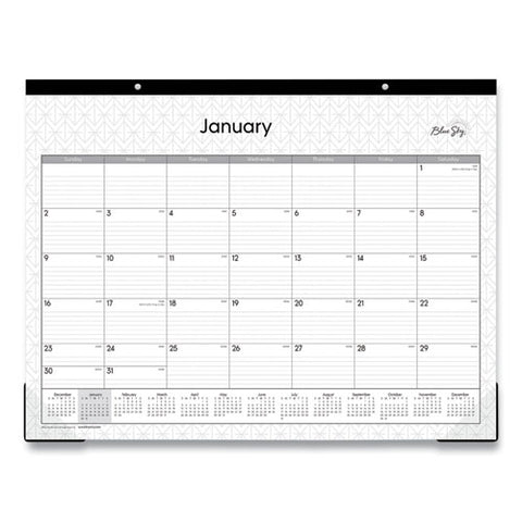 Enterprise Desk Pad, Geometric Artwork, 22 X 17, White/gray Sheets, Black Binding, Clear Corners, 12-month (jan To Dec): 2025