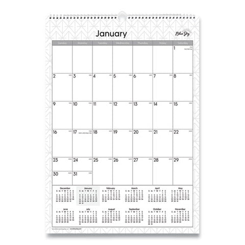 Enterprise Wall Calendar, Geometric Artwork, 12 X 17, White/gray Sheets, 12-month (jan To Dec): 2025