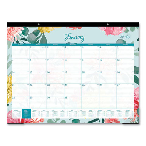 Reflections Desk Pad Calendar, Floral Artwork, 22 X 17, Assorted Sheet Colors, Black Binding, 12-month (jan To Dec): 2025