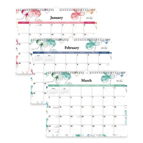 Lindley Monthly Wall Calendar, Floral Artwork, 15 X 12, White/pink/red Sheets, 12-month (jan To Dec): 2026