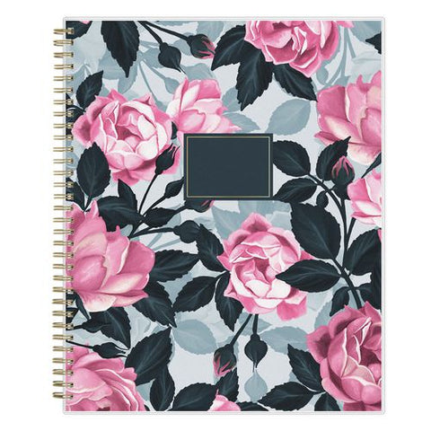 Roosevelt Pink Academic Weekly/monthly Planner, Floral Artwork, 11" X 8.5", Pink/gray Cover, 12-month (july-june): 2025-2026