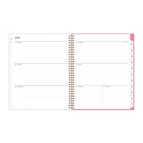 Roosevelt Pink Academic Weekly/monthly Planner, Floral Artwork, 11" X 8.5", Pink/gray Cover, 12-month (july-june): 2025-2026