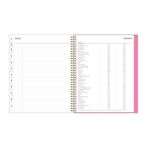 Roosevelt Pink Academic Weekly/monthly Planner, Floral Artwork, 11" X 8.5", Pink/gray Cover, 12-month (july-june): 2025-2026