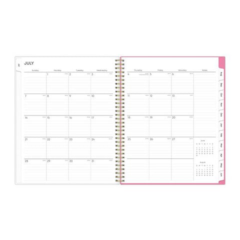 Roosevelt Pink Academic Weekly/monthly Planner, Floral Artwork, 11" X 8.5", Pink/gray Cover, 12-month (july-june): 2025-2026
