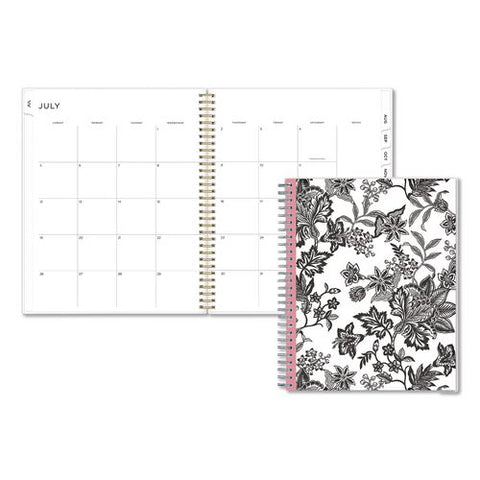 Analeis Academic Year Monthly Planner, Black/white Floral Artwork Cover, 10 X 8, 12-month (july To June): 2026 To 2027