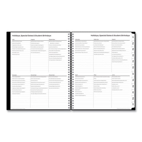 Teacher's Solid Black Weekly/monthly Lesson Planner, 2024 To 2025, Nine Classes, Black Cover, (144) 11 X 8.5 Pages