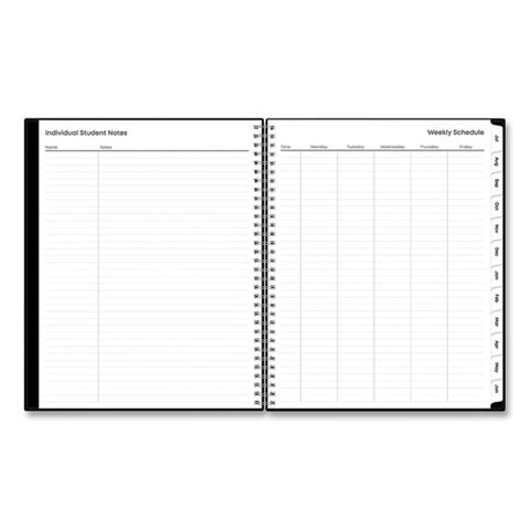 Teacher's Solid Black Weekly/monthly Lesson Planner, 2024 To 2025, Nine Classes, Black Cover, (144) 11 X 8.5 Pages