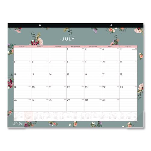 Greta Academic Year Desk Pad Calendar, 17 X 22, White Sheets, Black Headband, Clear Corners. 12-month (july-june): 2026-2027