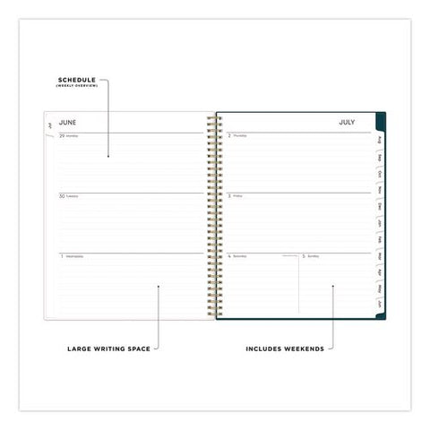 Greta Academic Year Weekly/monthly Planner, Floral Artwork, 11 X 8.5, Green Cover, 12-month (july-june): 2026 To 2027