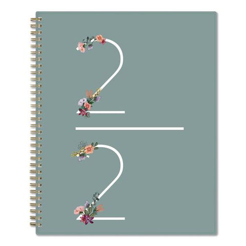 Greta Academic Year Weekly/monthly Planner, Floral Artwork, 11 X 8.5, Green Cover, 12-month (july-june): 2026 To 2027
